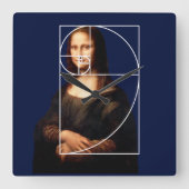 Leonardo da Vinci Mona Lisa Fibonacci sequentie Vierkante Klok (Voorkant)