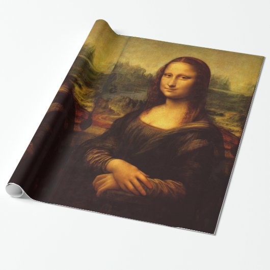 Leonardo Da Vinci Mona Lisa Fine Art Painting Cadeaupapier (Uitgerold)