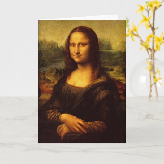 Leonardo Da Vinci Mona Lisa Fine Art Painting Kaart (Gele Bloem)