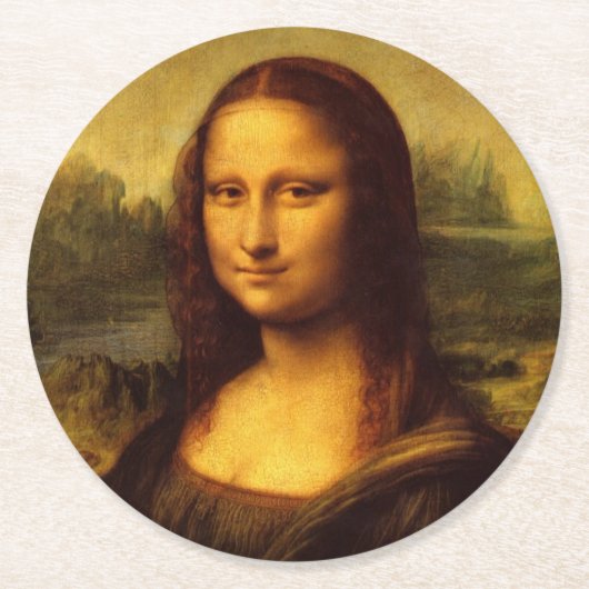 Leonardo Da Vinci Mona Lisa Fine Art Painting Ronde Kartonnen Onderzetter (Voorkant)