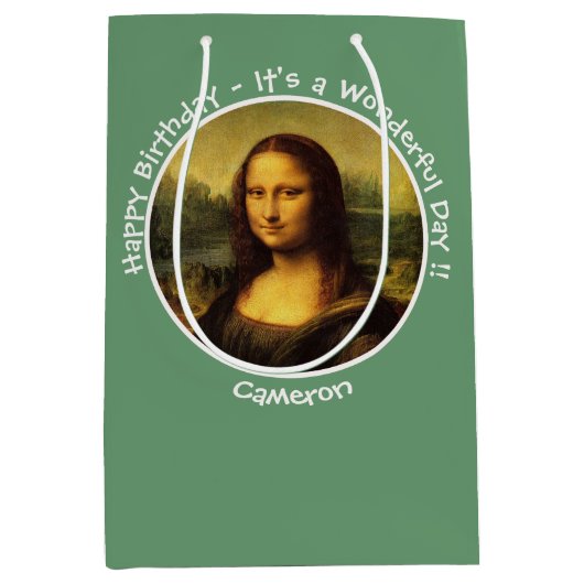 Leonardo da Vinci Mona Lisa Party Collectie Medium Cadeauzakje (Voorkant)