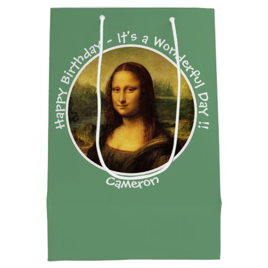 Leonardo da Vinci Mona Lisa Party Collectie Medium Cadeauzakje (Achterkant)
