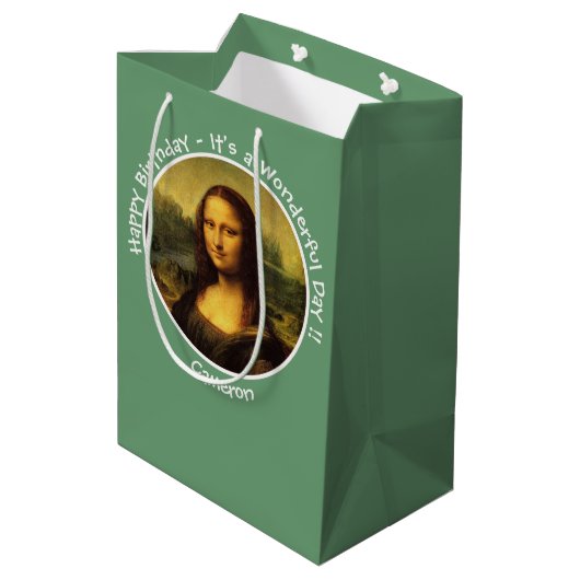 Leonardo da Vinci Mona Lisa Party Collectie Medium Cadeauzakje (Achterkant Gekanteld)