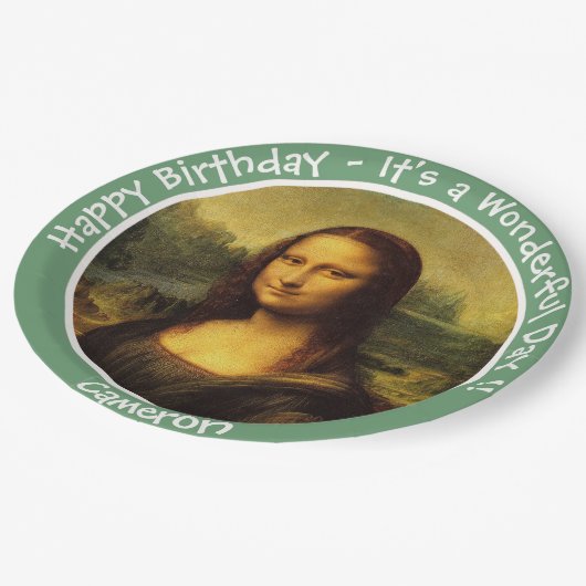 Leonardo da Vinci Mona Lisa Party Collectie Papieren Bordje (Gekanteld)