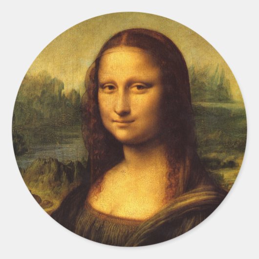 Leonardo Da Vinci Mona Lisa Ronde Sticker (Voorkant)