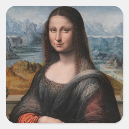 Leonardo da Vinci | Mona Lisa Vierkante Sticker (Voorkant)