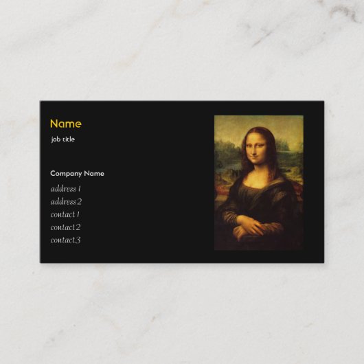 Leonardo Da Vinci, Mona Lisa Visitekaartje (Voorkant)