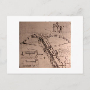 Leonardo da Vinci, ontwerp voor een enorme kruisbo Briefkaart