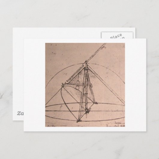 Leonardo da Vinci, ontwerp voor een parabool kompa Briefkaart (Voorkant / Achterkant)