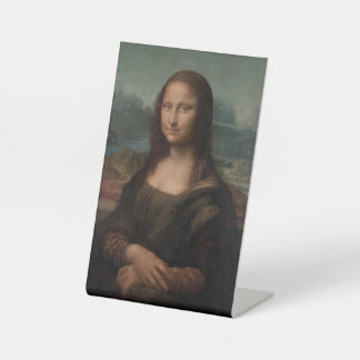 Leonardo da Vinci Portrait van Mona Lisa Reclamebord Met Voetstuk