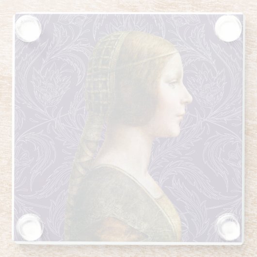 Leonardo da Vinci Portret La Bella Principessa Glazen Onderzetter (Achterkant)