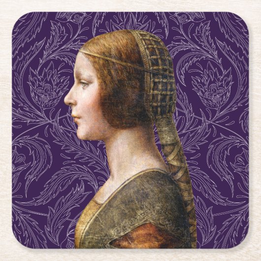 Leonardo da Vinci Portret La Bella Principessa Kartonnen Onderzetters (Voorkant)