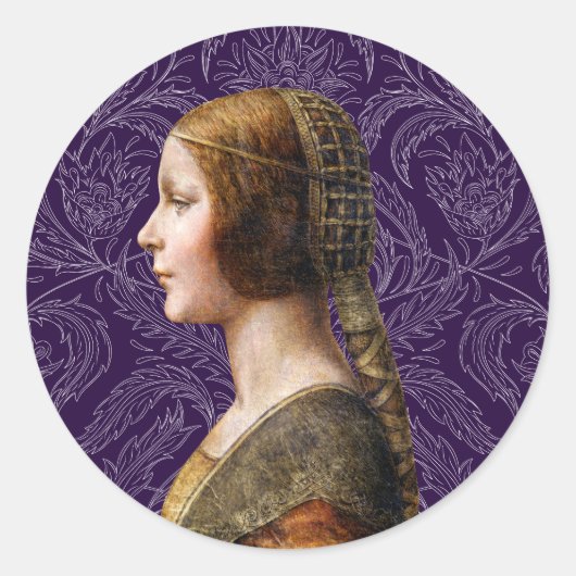 Leonardo da Vinci Portret La Bella Principessa Ronde Sticker (Voorkant)