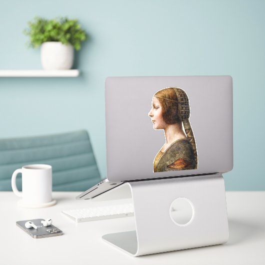 Leonardo da Vinci Portret La Bella Principessa Sticker (Laptop op bureau)