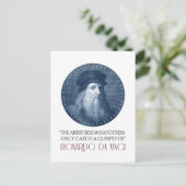 Leonardo da Vinci Portret met Citaat Briefkaart (Staand voorkant)