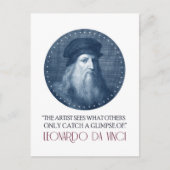 Leonardo da Vinci Portret met Citaat Briefkaart (Voorkant)