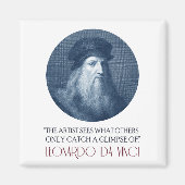 Leonardo da Vinci Portret met Citaat Magneet (Voorkant)