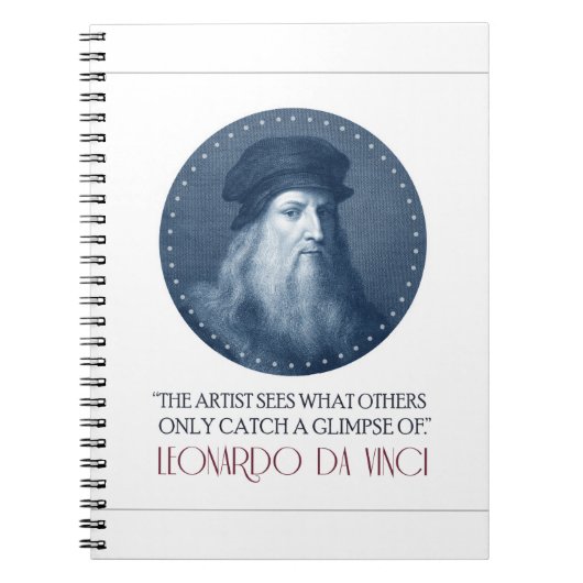 Leonardo da Vinci Portret met Citaat Notitieboek (Voorkant)