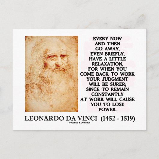 Leonardo da Vinci Relaxation Work Assessment Power Briefkaart (Voorkant)