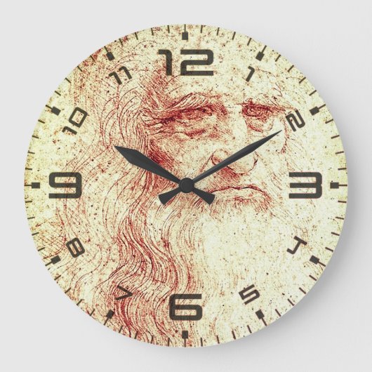 Leonardo da Vinci Renaissance Art Wall Clock Grote Klok (Voorkant)