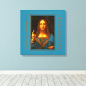LEONARDO DA VINCI SALVATOR MUNDI Fine Art Canvas Afdruk (Insitu (Houten vloer))