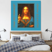 LEONARDO DA VINCI SALVATOR MUNDI Fine Art Canvas Afdruk (Insitu (Slaapkamer))