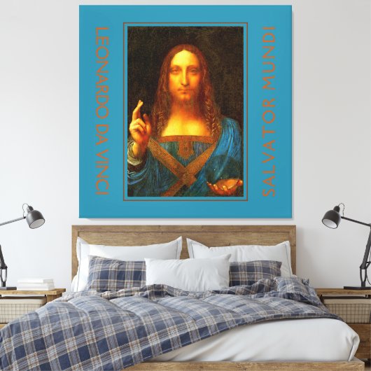 LEONARDO DA VINCI SALVATOR MUNDI Fine Art Canvas Afdruk (Insitu (Slaapkamer))