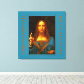 LEONARDO DA VINCI SALVATOR MUNDI Fine Art Canvas Afdruk (Insitu (Houten vloer))