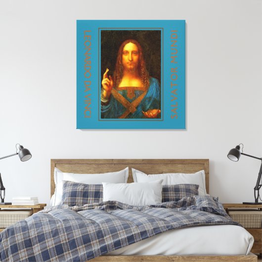 LEONARDO DA VINCI SALVATOR MUNDI Fine Art Canvas Afdruk (Insitu (Slaapkamer))