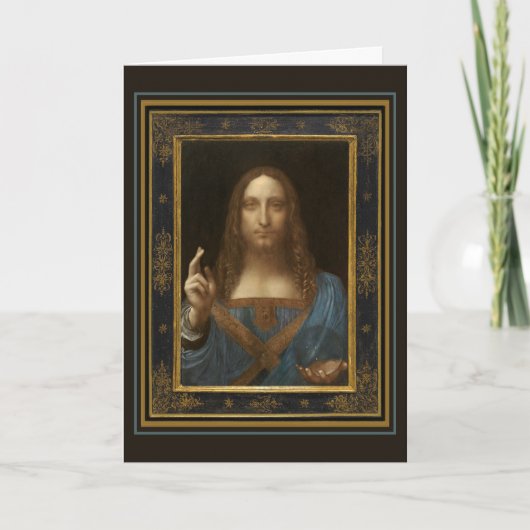 Leonardo da Vinci Salvator Mundi Greeting Card Kaart (Voorkant)