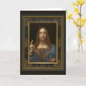Leonardo da Vinci Salvator Mundi Greeting Card Kaart (Gele Bloem)