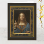 Leonardo da Vinci Salvator Mundi Greeting Card Kaart (Gele Bloem)