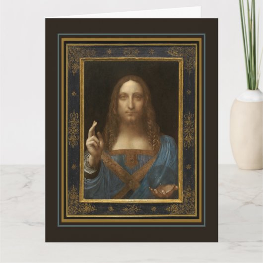 Leonardo da Vinci Salvator Mundi Greeting Card Kaart (Voorkant)