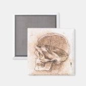 Leonardo da Vinci Schedel Anatomie Fine Art Magneet (Voorkant / Achterkant)