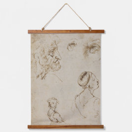 Leonardo Da Vinci schetst beroemde Art Wood Wall Hangend Wandkleed