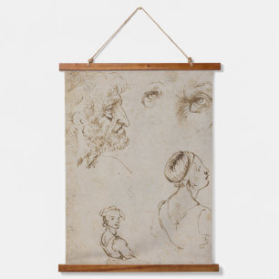 Leonardo Da Vinci schetst beroemde Art Wood Wall Hangend Wandkleed