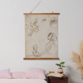Leonardo Da Vinci schetst beroemde Art Wood Wall Hangend Wandkleed (Slaapkamer)