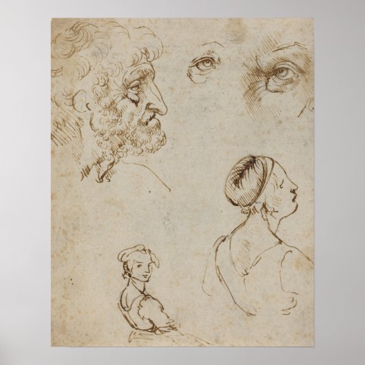 Leonardo Da Vinci schetst beroemde kunst Poster (Voorkant)