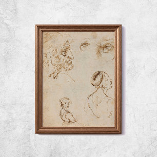 Leonardo Da Vinci schetst beroemde kunst Poster