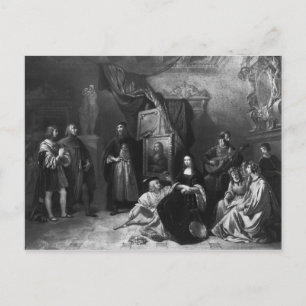 Leonardo da Vinci schildert de Gioconda Briefkaart
