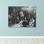 Leonardo da Vinci schildert de Gioconda Canvas Afdruk (Insitu (Houten vloer))