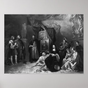 Leonardo da Vinci schildert de Gioconda Poster