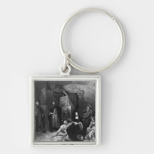 Leonardo da Vinci schildert de Gioconda Sleutelhanger (Voorkant)