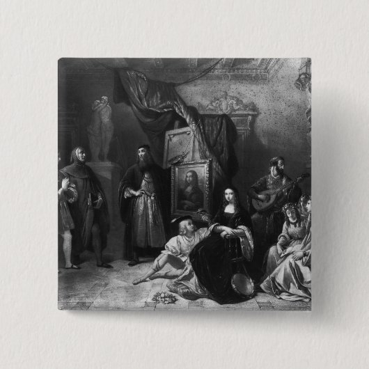 Leonardo da Vinci schildert de Gioconda Vierkante Button 5,1 Cm (Voorkant)