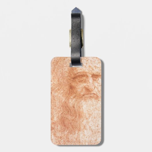 Leonardo da Vinci Self Portrait Red Chalk Bagagelabel (Achterkant verticaal)
