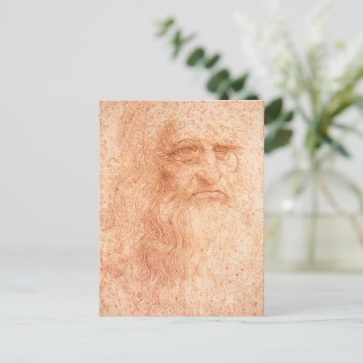 Leonardo da Vinci Self Portrait Red Chalk Briefkaart (Staand voorkant)