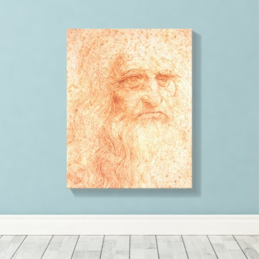 Leonardo da Vinci Self Portrait Red Chalk Canvas Afdruk (Insitu (Houten vloer))