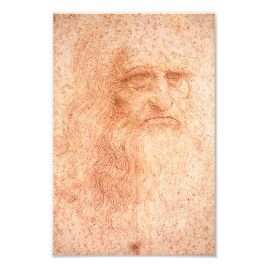 Leonardo da Vinci Self Portrait Red Chalk Foto Afdruk (Voorkant)