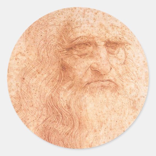 Leonardo da Vinci Self Portrait Red Chalk Ronde Sticker (Voorkant)
