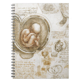 Leonardo da Vinci Studies voor de foetus in de baa Notitieboek